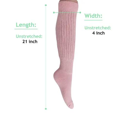 Pink Slouch Socks for Women Knee High Boot Long Cotton Scrunch Socks AO