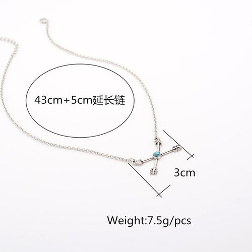 New fashion bohemian style silver plated turquoise arrow pendant AO