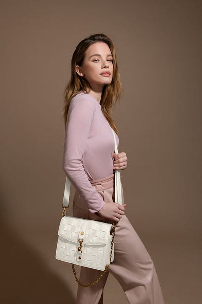 Daisy White Vegan Shoulder & Crossbody Bag AO