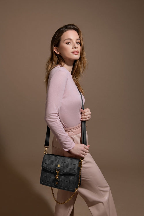 Daisy Black Vegan Shoulder & Crossbody Bag AO