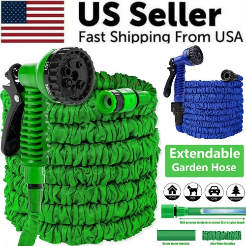 Expanding Expandable Flexible Garden Water Hose w Spray Nozzle 25, 50, AO