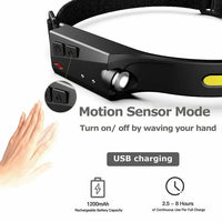 COB LED Headlamp USB Rechargeable Headlight Torch Work Light Bar Head AO