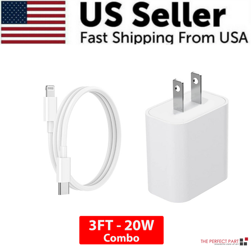 2024 20W USB-C Fast Charger PD Adapter Cable For iPhone 14/13/12/11 XR AO