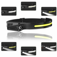 COB LED Headlamp USB Rechargeable Headlight Torch Work Light Bar Head AO