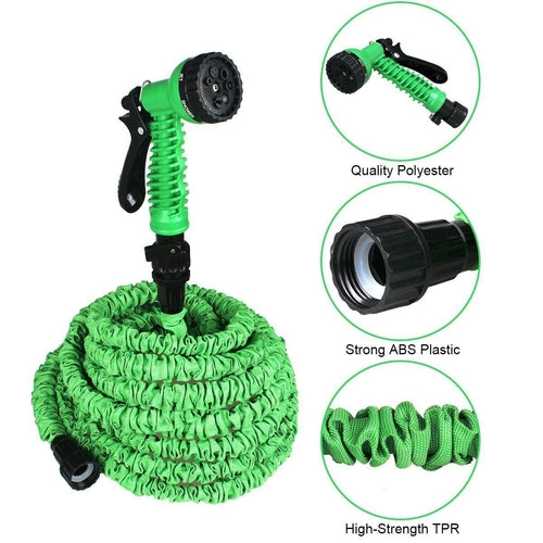 Expanding Expandable Flexible Garden Water Hose w Spray Nozzle 25, 50, AO