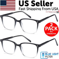 2 PK Unisex Blue Light Blocking Reading Glasses Computer Readers For AO