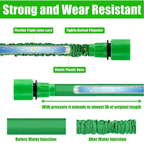 Expanding Expandable Flexible Garden Water Hose w Spray Nozzle 25, 50, AO