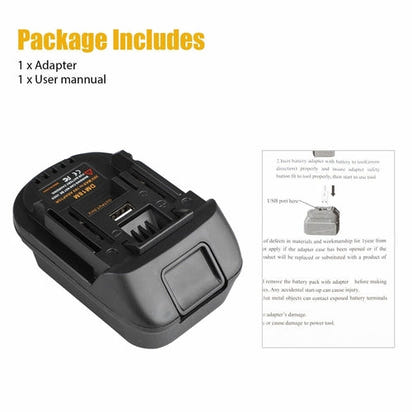 USB Battery Adapter Converter For 20V DEWALT Milwaukee M18 Convert To AO