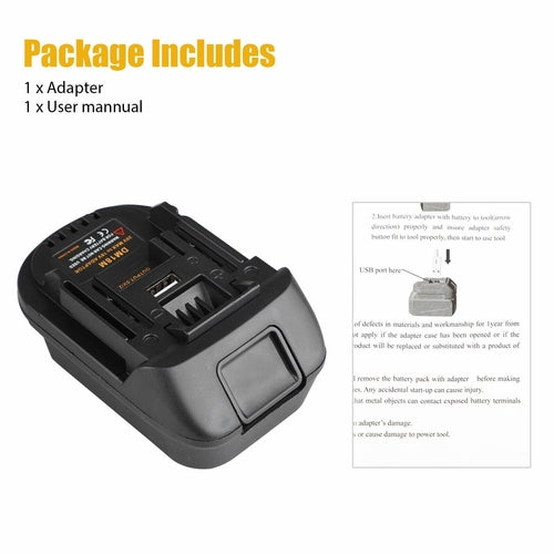 USB Battery Adapter Converter For 20V DEWALT Milwaukee M18 Convert To AO