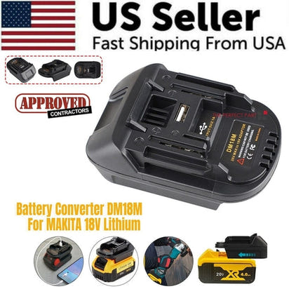 USB Battery Adapter Converter For 20V DEWALT Milwaukee M18 Convert To AO