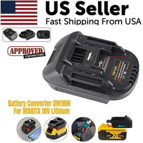 USB Battery Adapter Converter For 20V DEWALT Milwaukee M18 Convert To AO