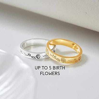 Birth Month Flowers Ring, Family Floral Ring, Gift for Mom,Mother Ring AO