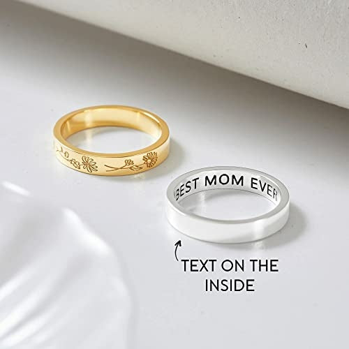 Birth Month Flowers Ring, Family Floral Ring, Gift for Mom,Mother Ring AO