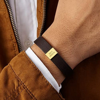 Custom Leather Bracelet Roman Numerals, Valentine Gifts for Boyfriend AO