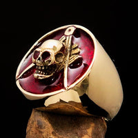 Perfectly crafted Men's Masonic Skull Ring Red - Solid Brass AO