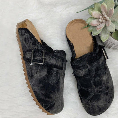 Flat Heel Round Toe Canvas Loafer Women's Vintage Clogs AO