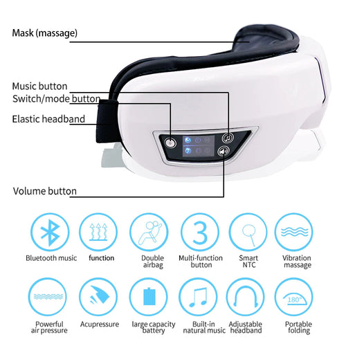 6D Smart Eye Massager Vibration Airbag Compress Eye Care Instrument AO