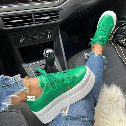 Casual Platform Women's Shoes Flat Womens Sneakers AO