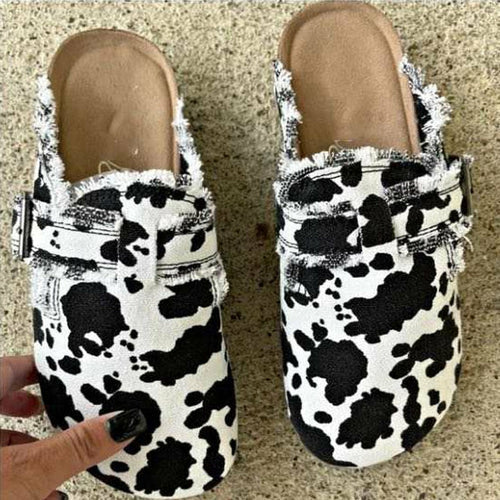 Flat Heel Round Toe Canvas Loafer Women's Vintage Clogs AO