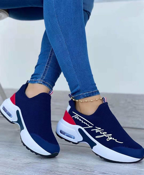 Casual Breathable Wedges Ladies Walking Sneakers Flat Women Shoes AO