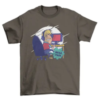 Cartoon Man playing computer game with caption Mega fuze t-shirt AO