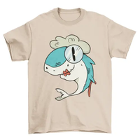Grandma shark big eyes with red lips t-shirt AO