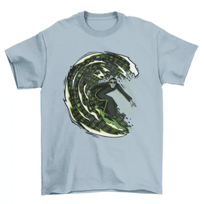 Cyberspace surfing man t-shirt design AO
