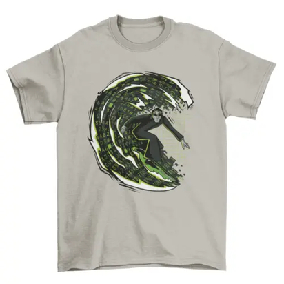 Cyberspace surfing man t-shirt design AO