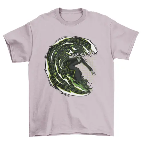 Cyberspace surfing man t-shirt design AO