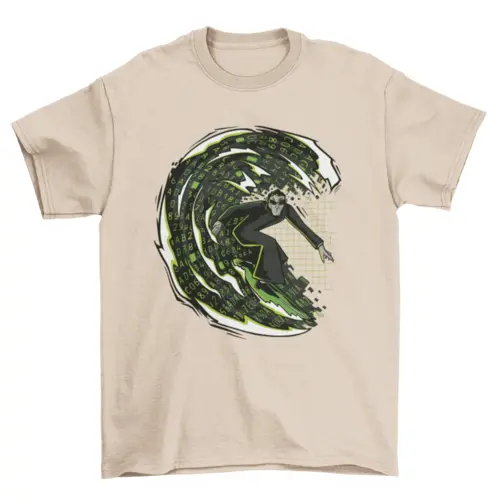 Cyberspace surfing man t-shirt design AO