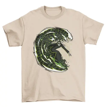 Cyberspace surfing man t-shirt design AO