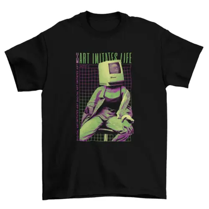 Wireframe Retro computer Head vaporwave-photographic style girl AO