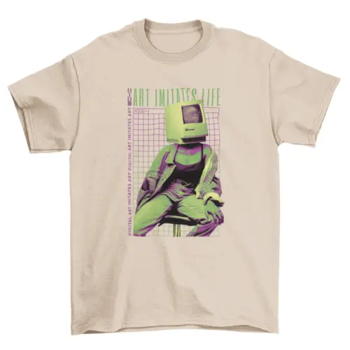 Wireframe Retro computer Head vaporwave-photographic style girl AO