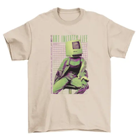 Wireframe Retro computer Head vaporwave-photographic style girl AO