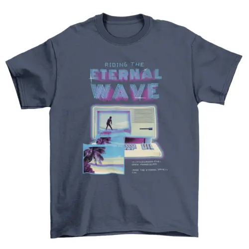 Astonishing Surfing retro Computer vaporwave quote "Riding the eternal AO