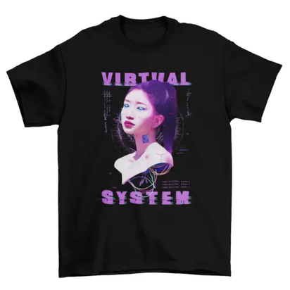 Future Cyber Computer Simulation t-shirt robot Virtual android girl AO