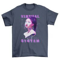 Future Cyber Computer Simulation t-shirt robot Virtual android girl AO