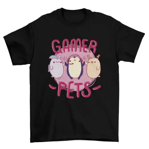 Cute gamer pets t-shirt design AO