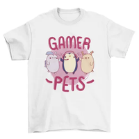 Cute gamer pets t-shirt design AO