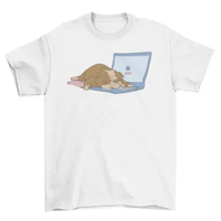 Computer bulldog dog t-shirt AO