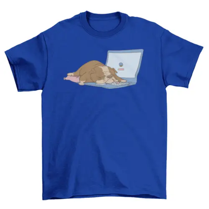 Computer bulldog dog t-shirt AO