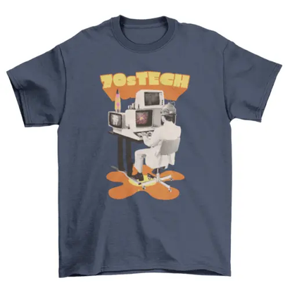 Man working in retro computer t-shirt AO