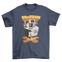 Man working in retro computer t-shirt AO