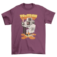 Man working in retro computer t-shirt AO