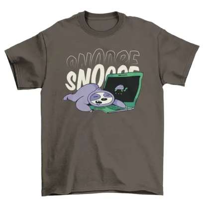 Sloth sleeping on laptop t-shirt AO