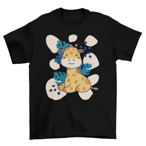 Baby giraffe and leaves t-shirt AO