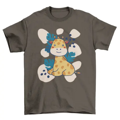 Baby giraffe and leaves t-shirt AO