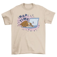 Nap time bulldog sleeping on laptop computer keyboard t-shirt AO