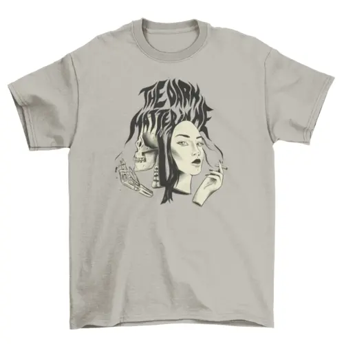 Woman and skeleton creepy t-shirt AO