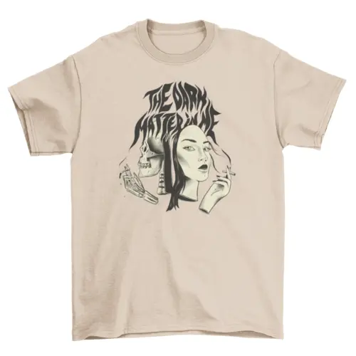 Woman and skeleton creepy t-shirt AO